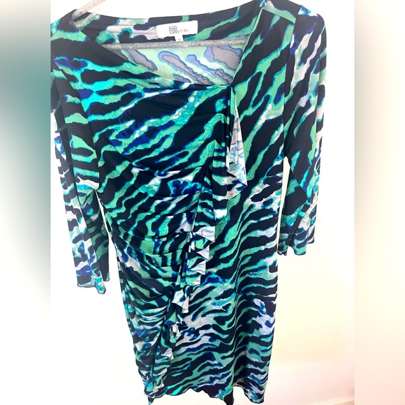 Authentic My Tribe Boatneck Cocktail Dress 3/4 Sleeve, Animal Print Trend! - Picture 1 of 3